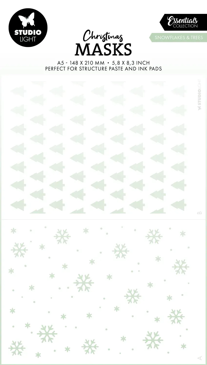 Studio Light Essentials Snowflakes Trees Mask Schablone 105x148mm