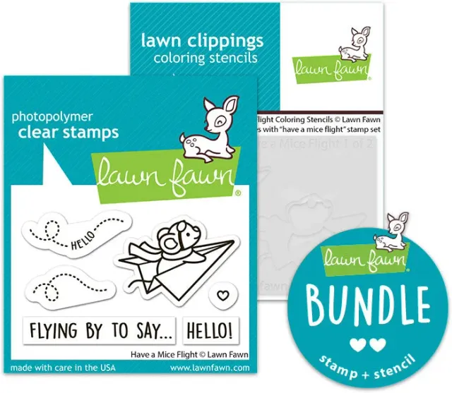 Lawn Fawn Have a Mice Flight Bundle Stempel+Schablone