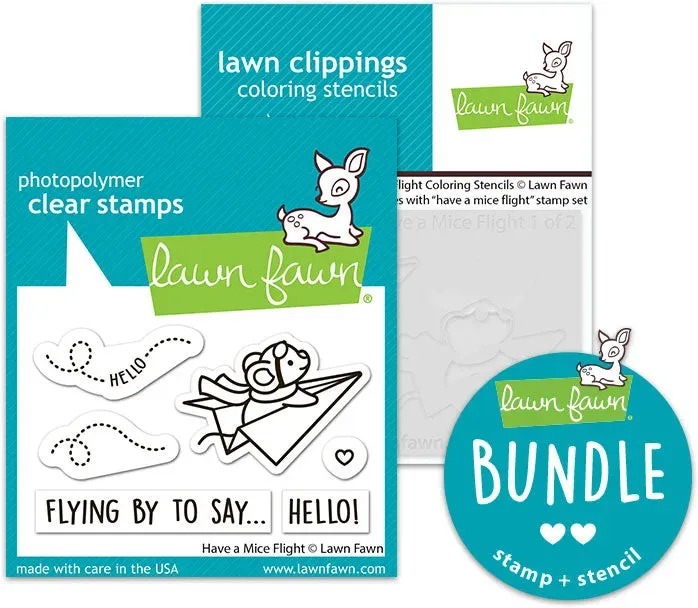Lawn Fawn Have a Mice Flight Bundle Stempel+Schablone