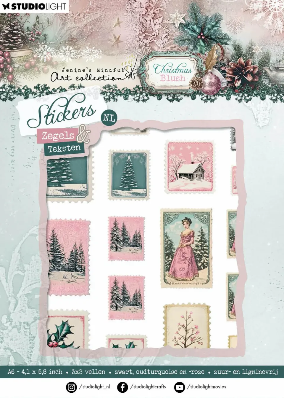 StudioLight Jenine's Mindful Art Christmas Blush Stickerbögen 9 Blätter