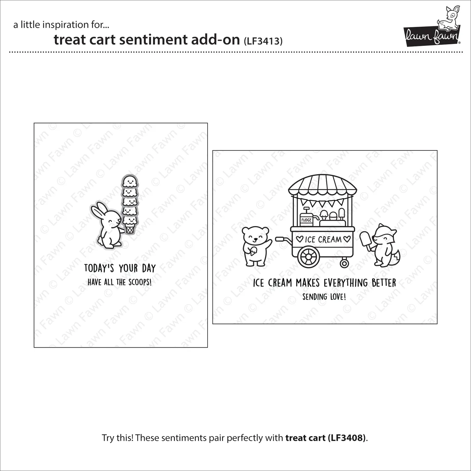 Lawn Fawn Treat Cart Sentiment Stempelset Add-On