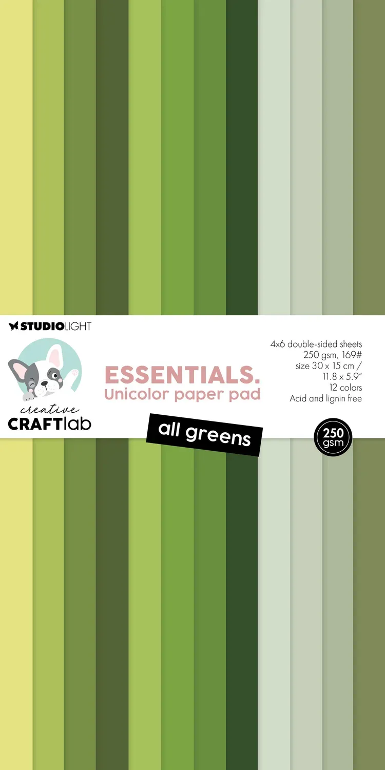 Creative Craftlab Essentials All Greens Papierblock Uni 36 Blatt