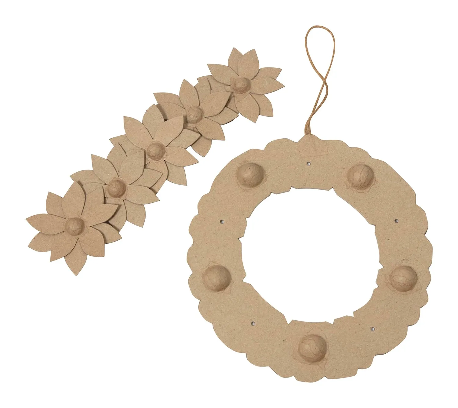 Décopatch HD067C Blumenkranz Pappmaché 29cm naturbraun