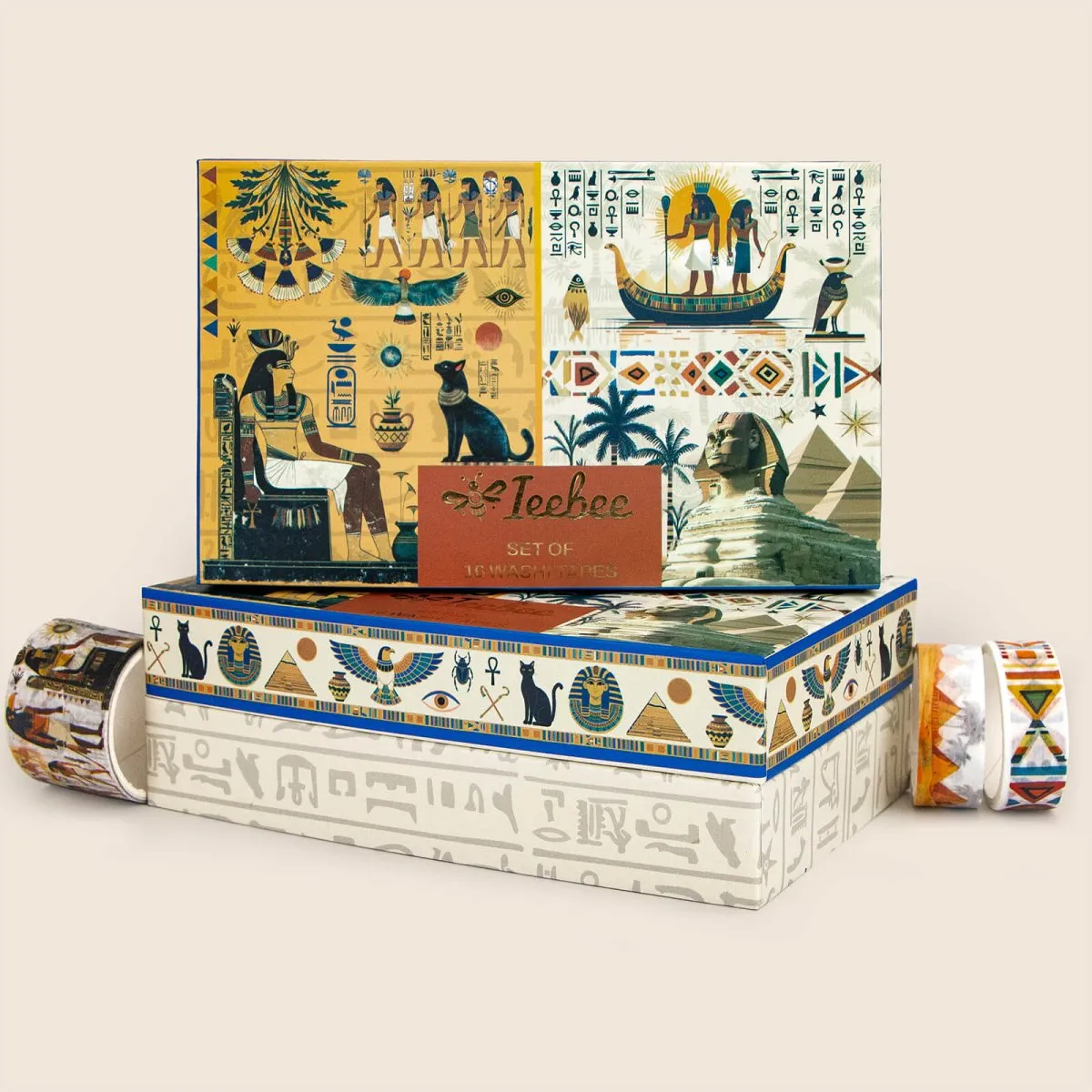 Ieebee Egyptian Washi Tape Set 16 Rollen Goldfolie