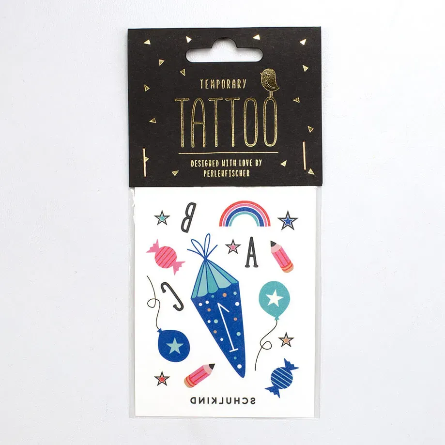 Perlenfischer Schulkind Tattoo temporär bunt