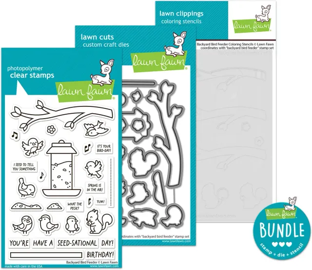 Lawn Fawn Backyard Bird Feeder Stempel Stanz Bundle 3-tlg