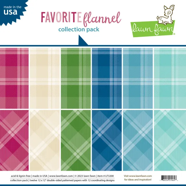 Lawn Fawn Favorite Flannel Collection Pack Motivpapier Karo 12 Bogen
