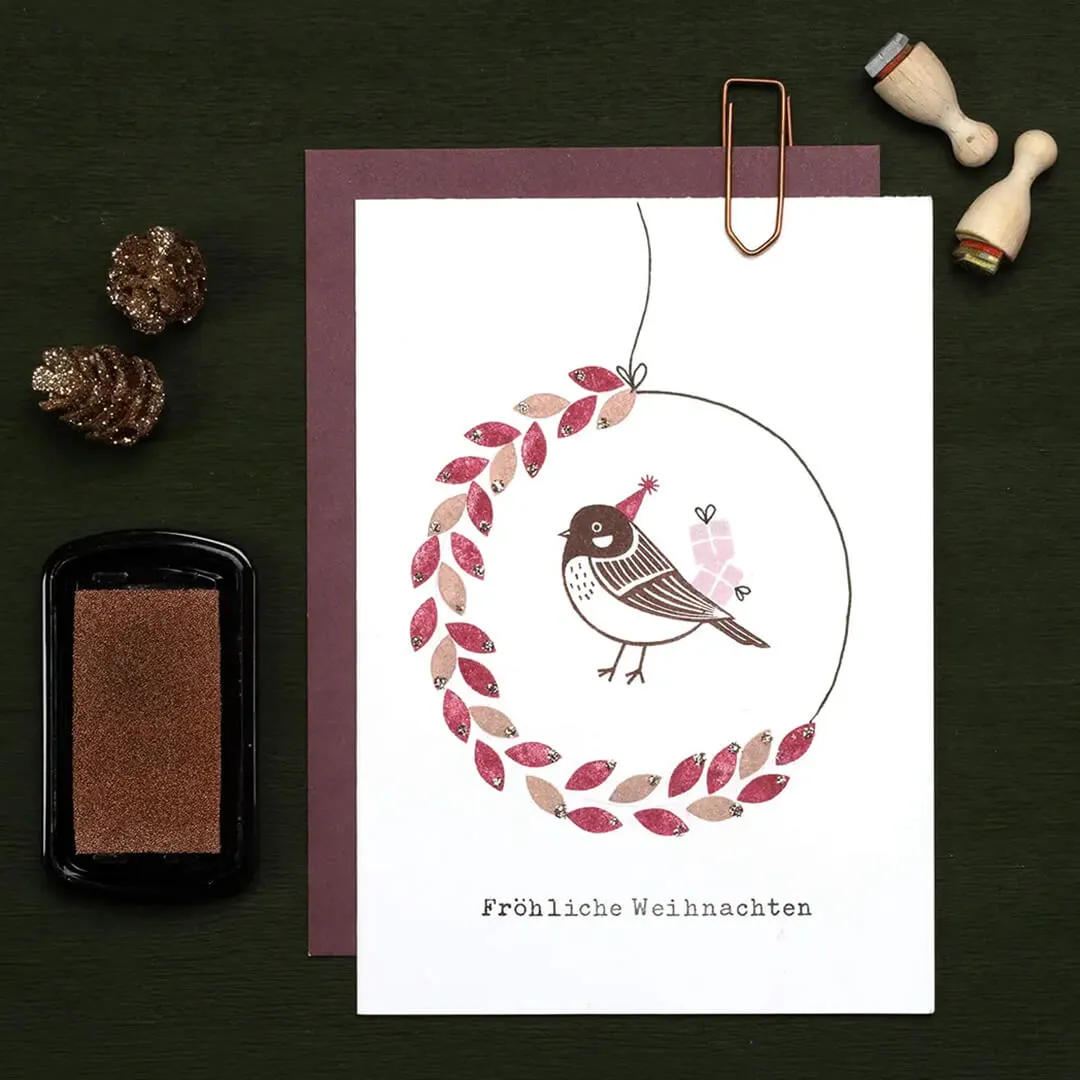 Perlenfischer Fröhliche Weihnachten klassisch Stempel 60 mm