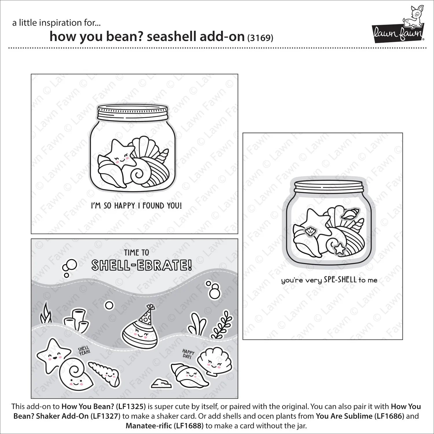 Lawn Fawn How You Bean Seashell Add-On Stempelset Muscheln
