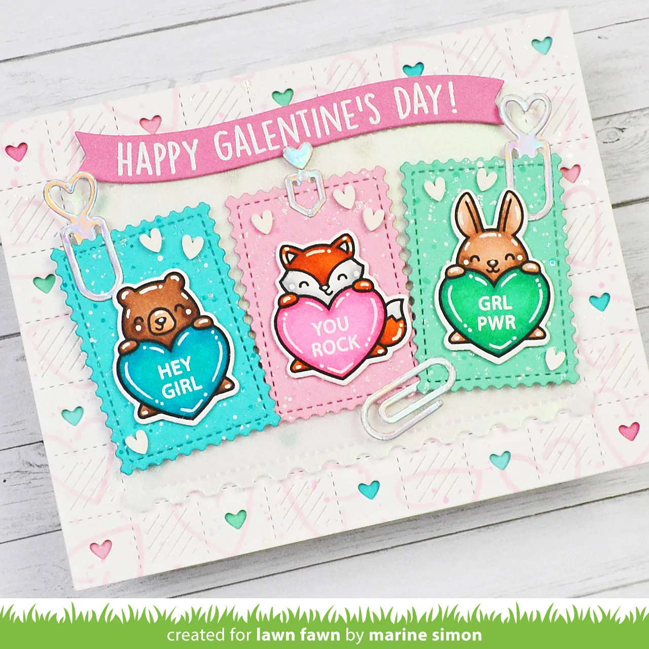 Lawn Fawn Checkered Hearts Backdrop Stanzen LF3963 quer