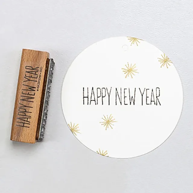 Perlenfischer Happy New Year Holzstempel 11x47 mm