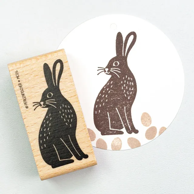 Perlenfischer Hase Stempel Holz 26x56 mm Tier