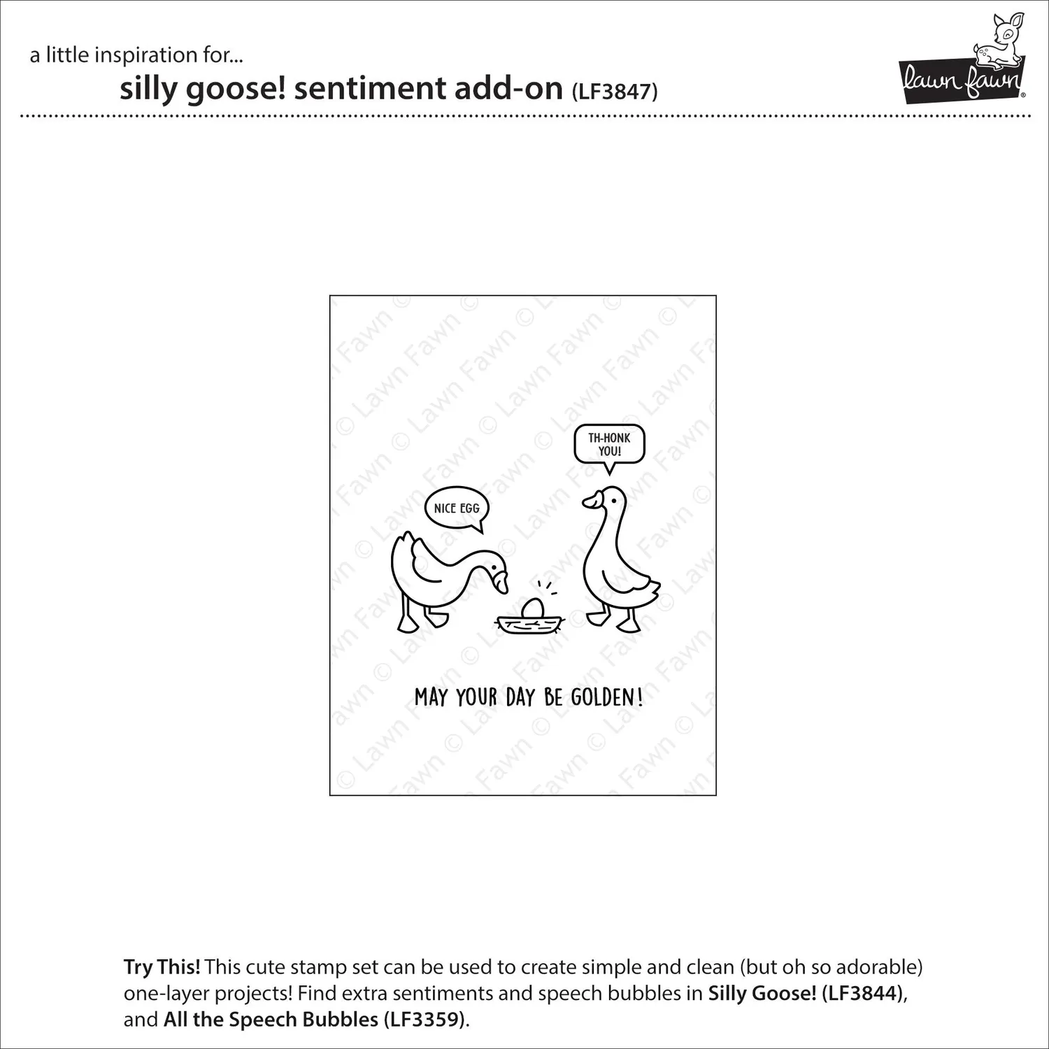 Lawn Fawn Silly Goose Sentiment Add-On Stempelset witzig