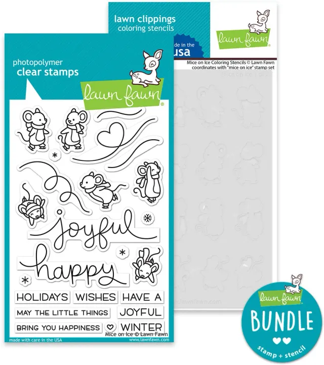 Lawn Fawn Mice on Ice Stempel Schablonen Bundle Mäuse