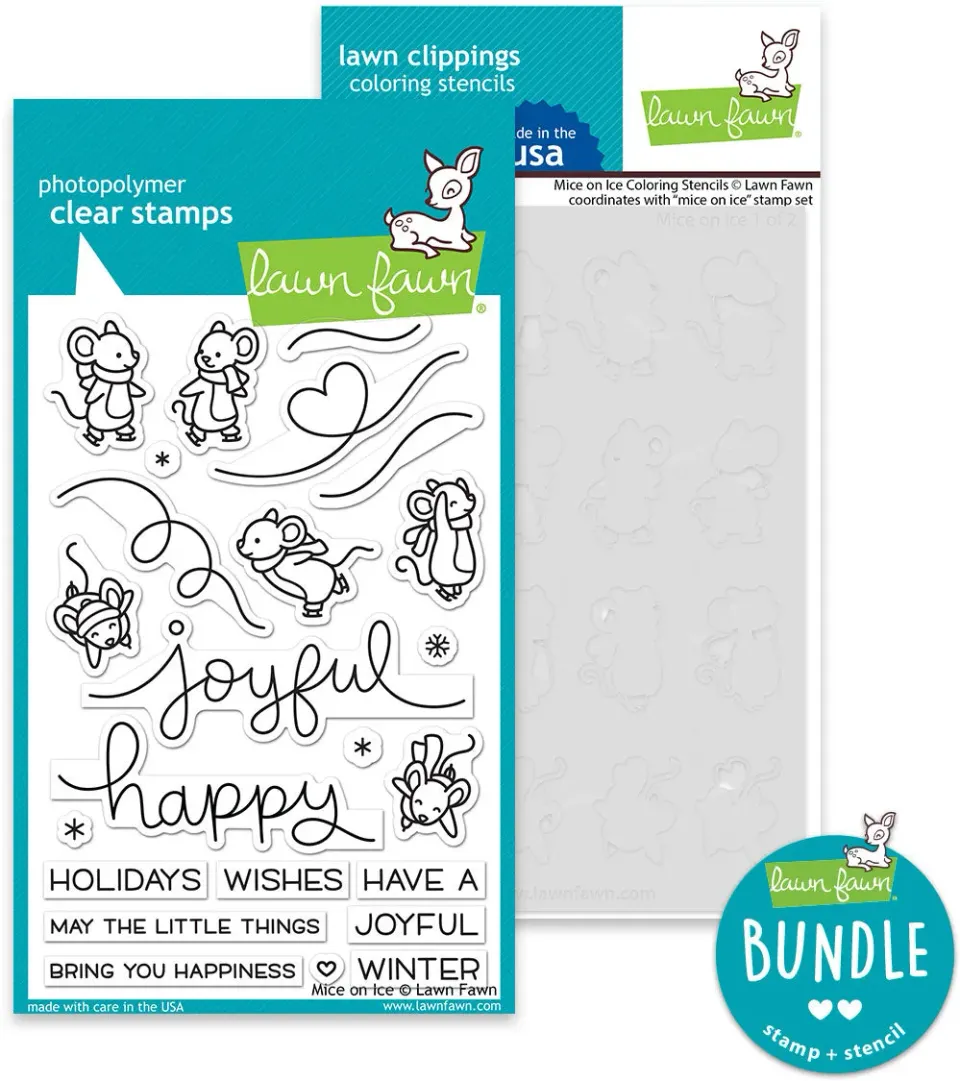 Lawn Fawn Mice on Ice Stempel Schablonen Bundle Mäuse
