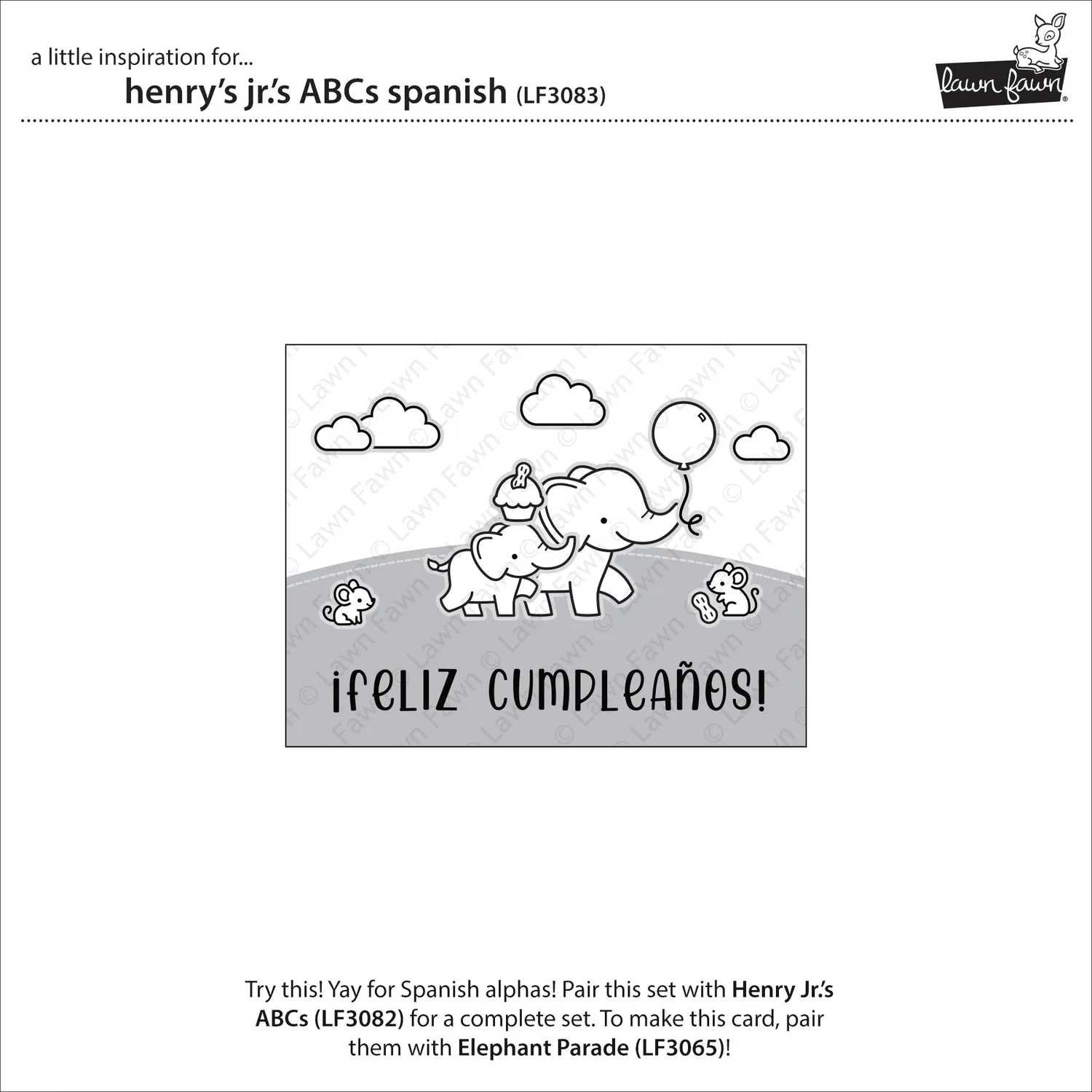 Lawn Fawn Henry Jr.'s ABCs Stempelset Spanisch Add-On