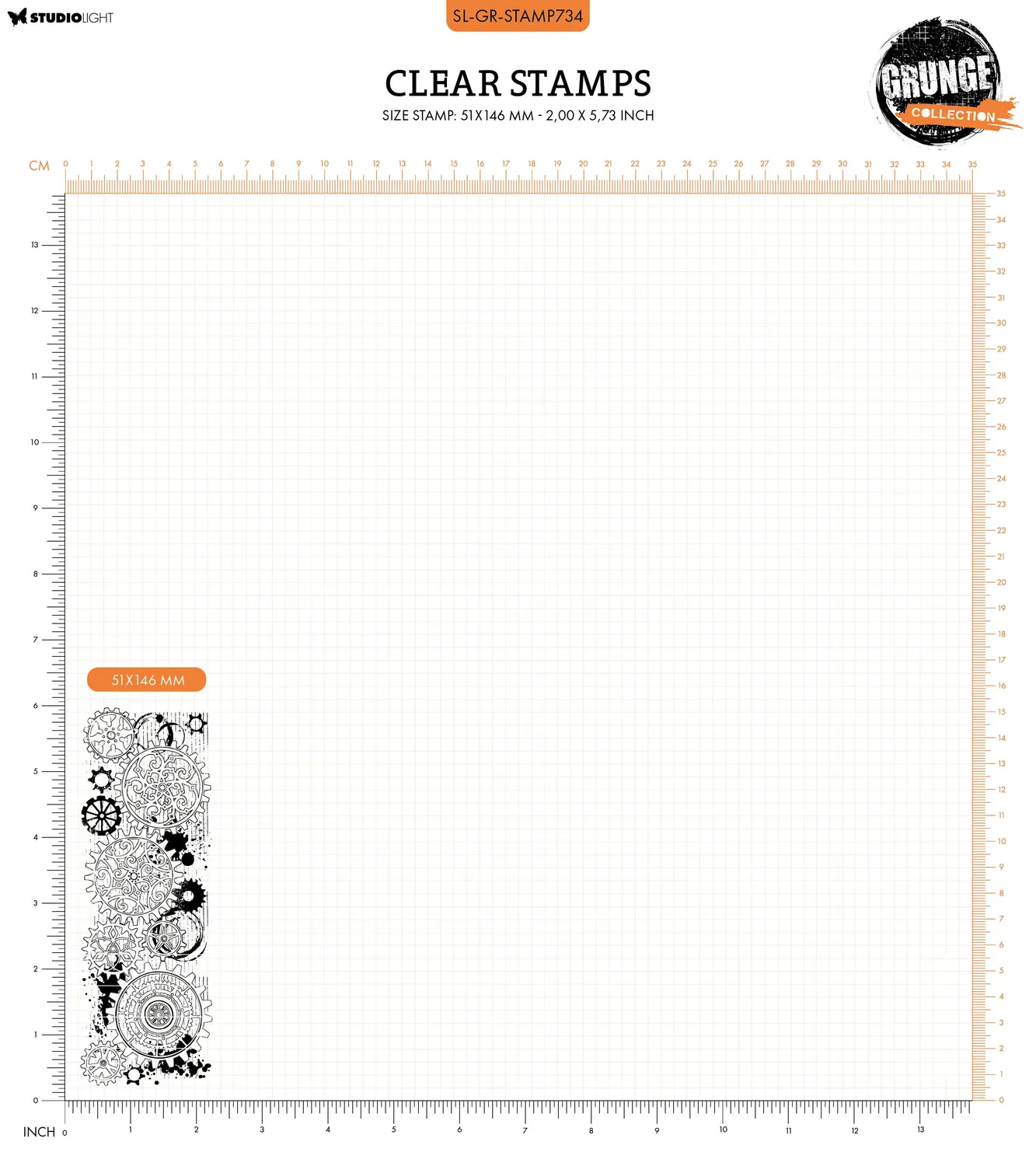 StudioLight Grunge Gear background Clear Stempel
