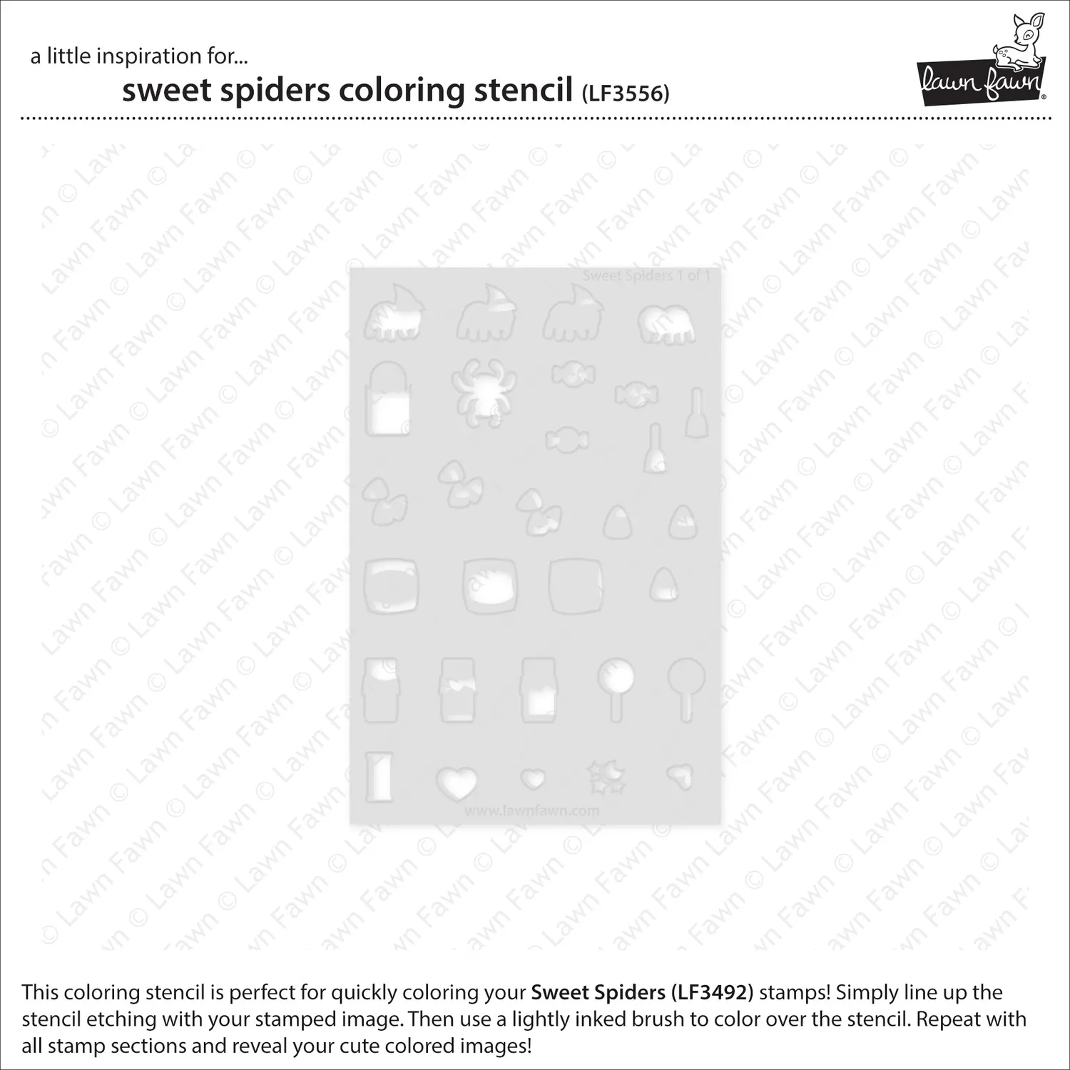 Lawn Fawn Sweet Spiders Coloring Stencil Schablone Halloween