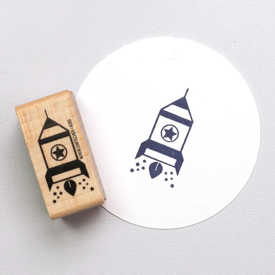 Perlenfischer Rakete Stempel 38x18 mm Holzstempel