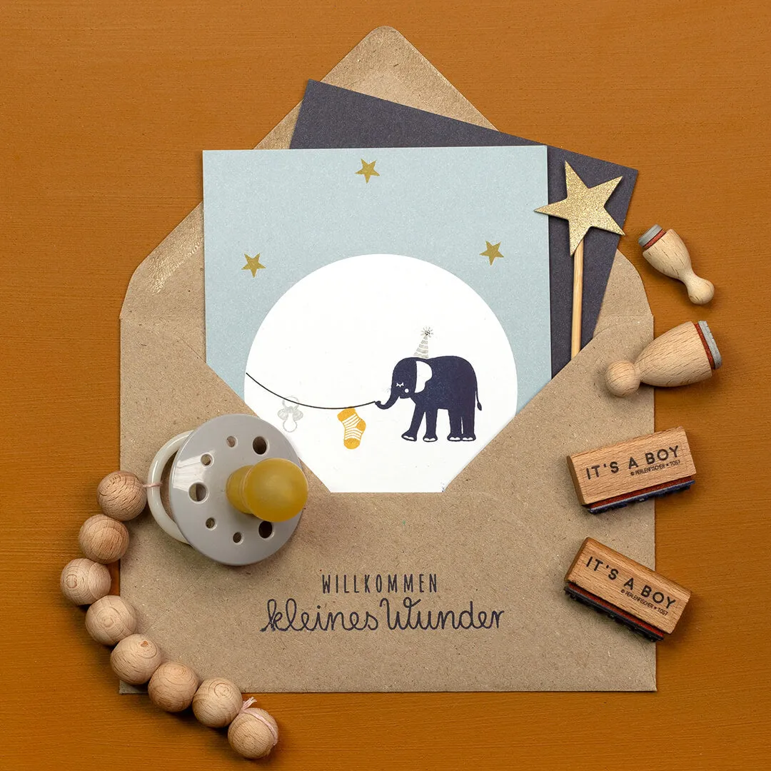 Perlenfischer Baby Elephant Stempel Holz 33x26 mm