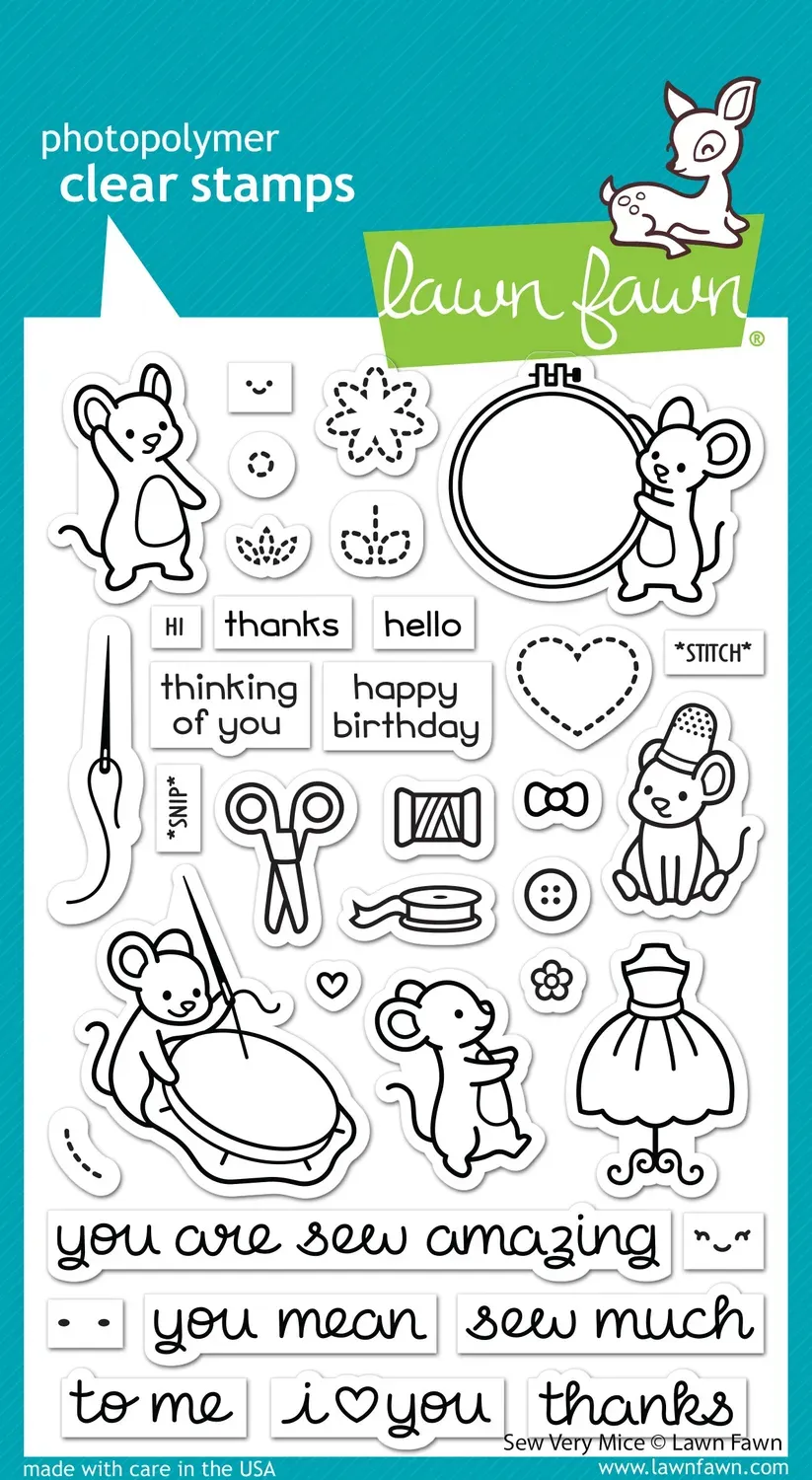 Lawn Fawn Sew Very Mice LF3061 Stempelset Mäuse