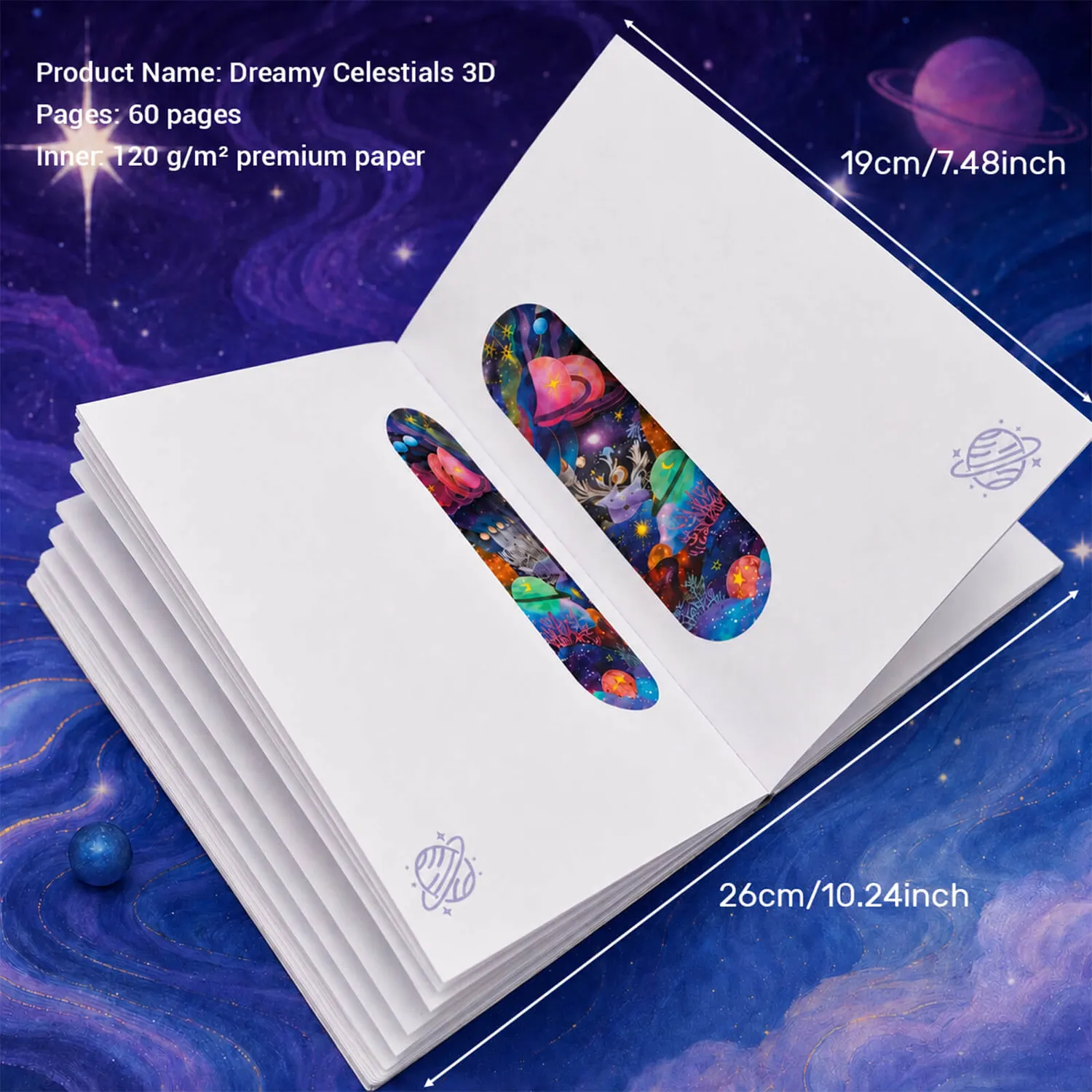 Ieebee Mystic Dreamy Celestials 3D Galaxy Journal 60 Seiten