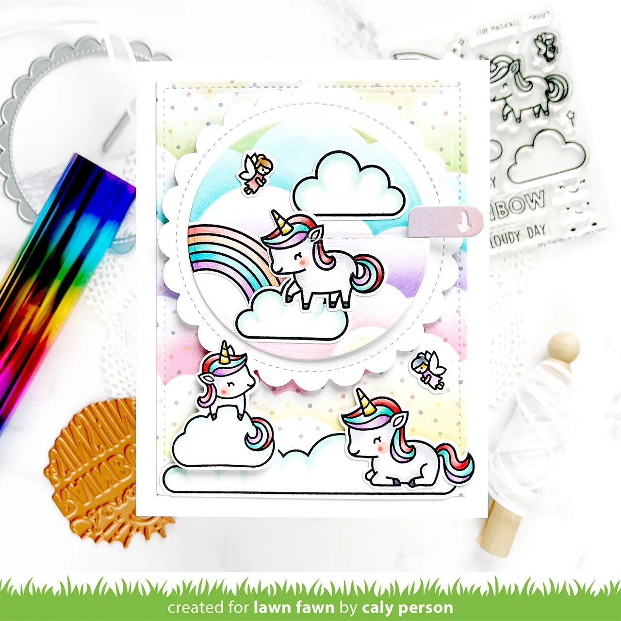 Lawn Fawn My Rainbow Clear Stamps Regenbogen Einhorn
