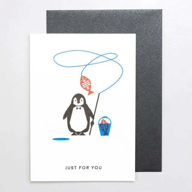 Perlenfischer Pinguin Just for You Karte Riso 14x10 cm
