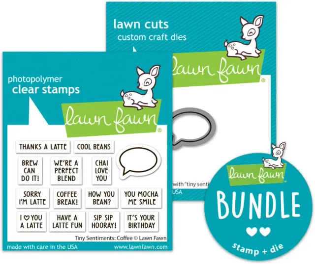 Lawn Fawn Tiny Sentiments Coffee Stempel + Stanzen Set