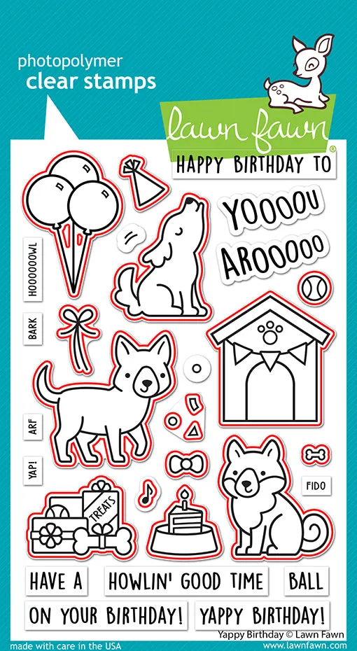 Lawn Fawn LF3159 Lawn Cuts Stanze Yappy Birthday Hund