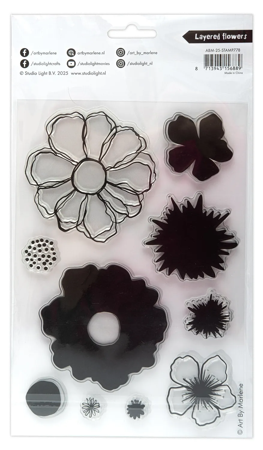 Art by Marlene 2025 Layered Flowers Clear Stempel Blumen