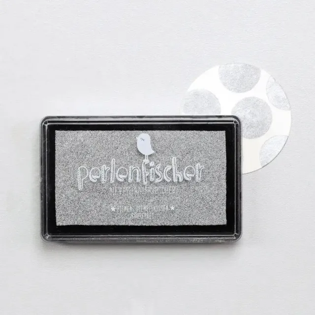 Perlenfischer Stempelkissen Silber Groß Pigment 7,3x4 cm