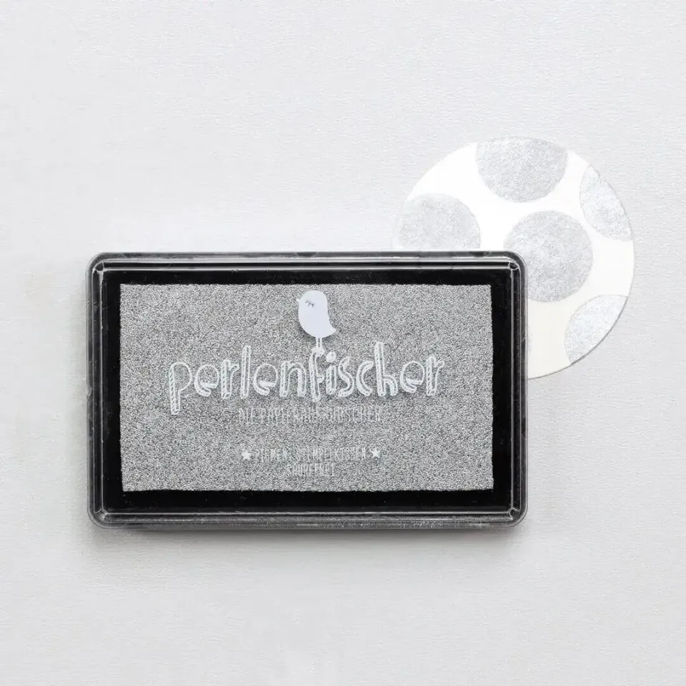 Perlenfischer Stempelkissen Silber Groß Pigment 7,3x4 cm