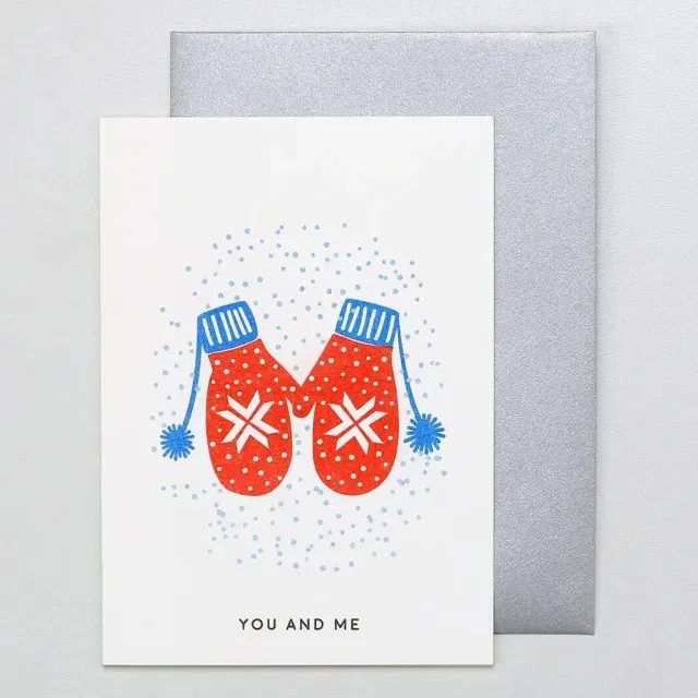 Perlenfischer Handschuhe You & Me Grußkarte 14x10 cm Riso