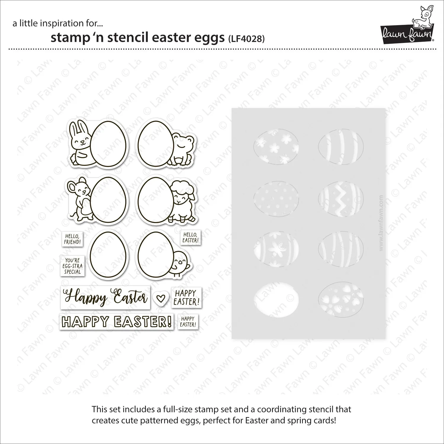 Lawn Fawn Stamp N Stencil Easter Eggs LF4028 Klartextstempel