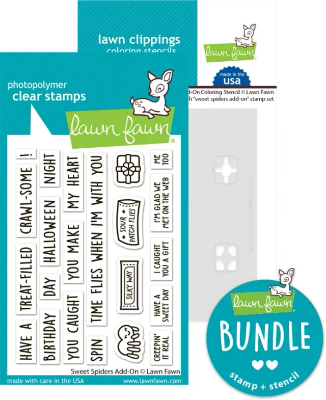Lawn Fawn Sweet Spiders Add-On Stempel+Schablone Bundle