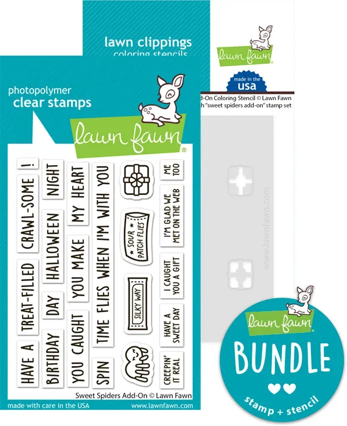 Lawn Fawn Sweet Spiders Add-On Stempel+Schablone Bundle