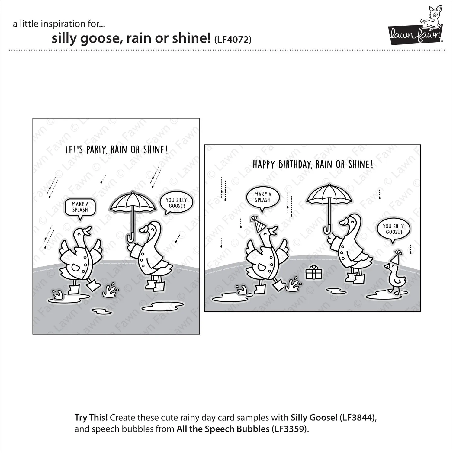 Lawn Fawn Silly Goose Rain or Shine Stempelset Gänse