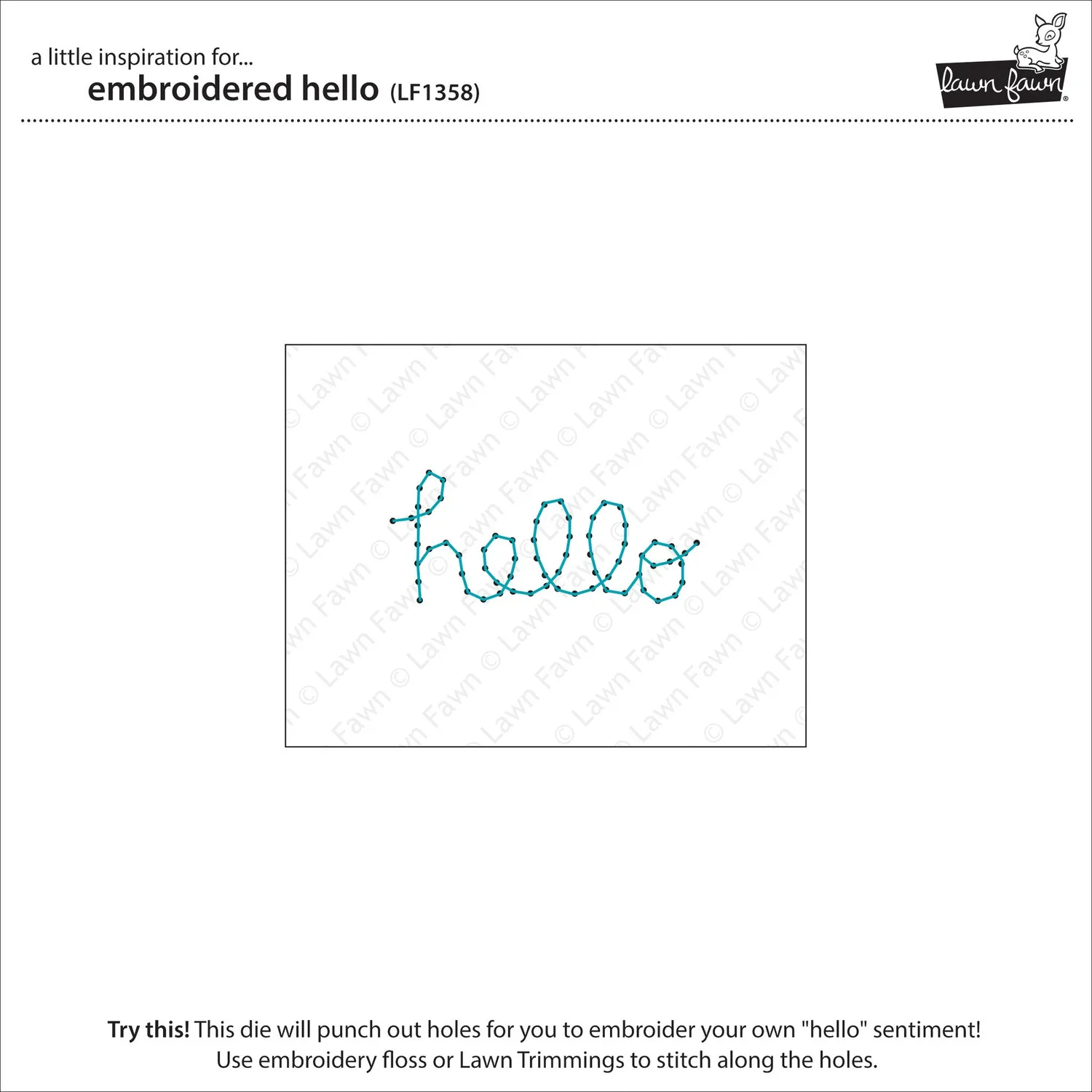 Lawn Fawn Embroidered Hello Stanze Stickschriftzug