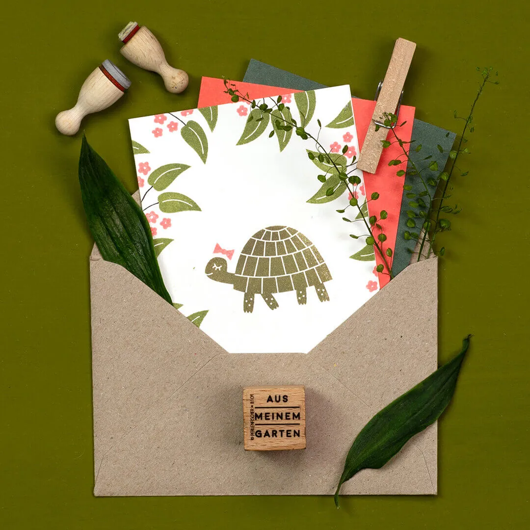Perlenfischer Turtle walking Stempel Holz 51x27 mm