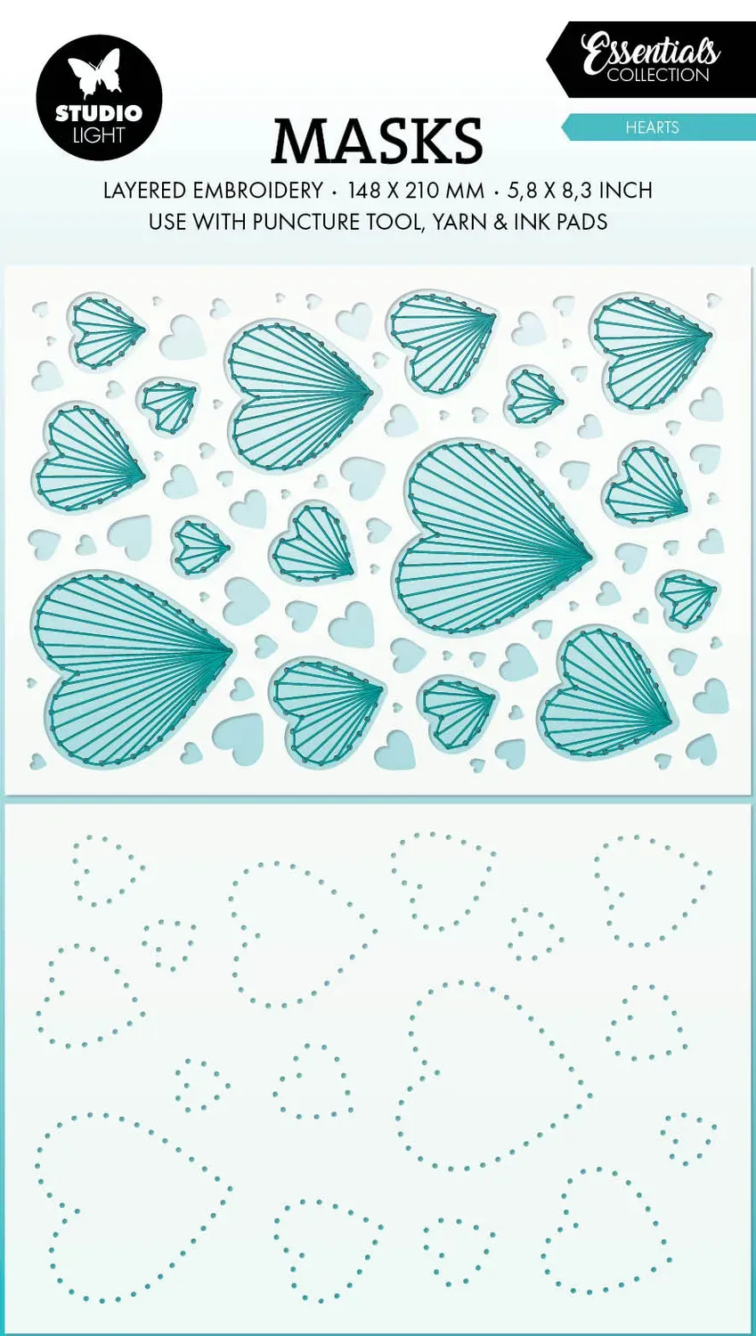 StudioLight Essentials Hearts Mask Prickelschablone A5