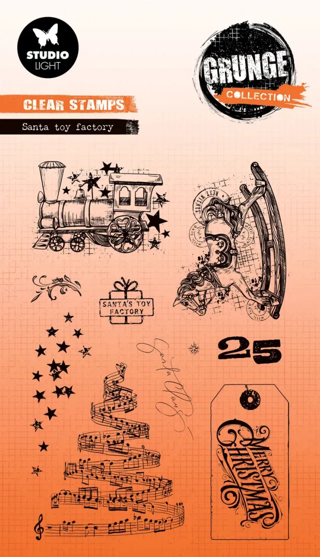 Studio Light Grunge Santa toy factory Clear Stamp Weihnachten