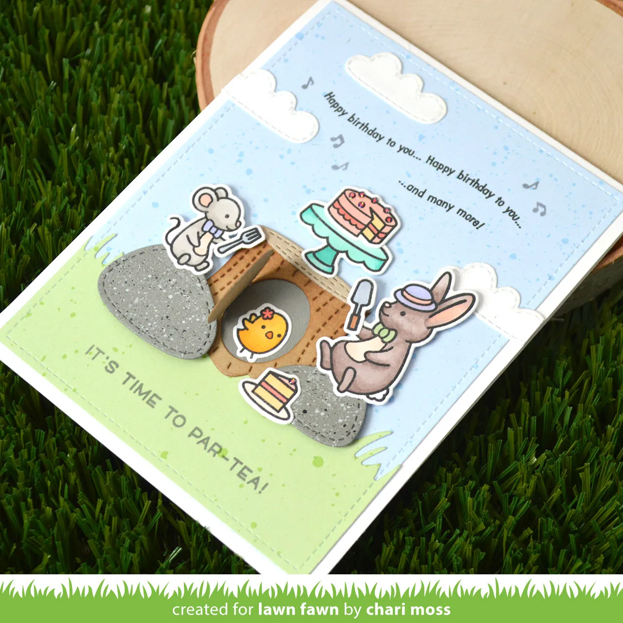 Lawn Fawn Tea-rrific Day Add-On Stempel Geburtstag
