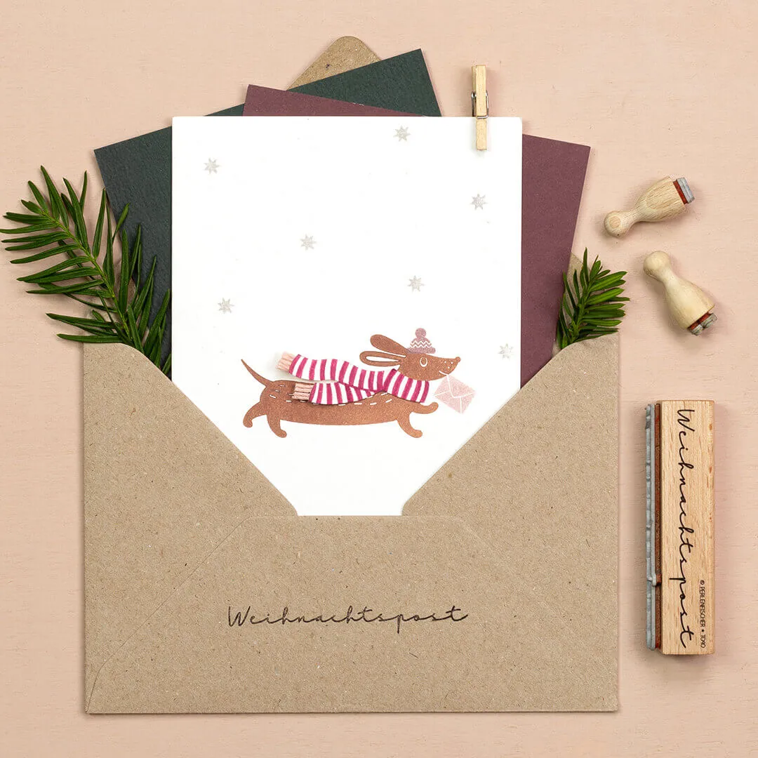 Perlenfischer Weihnachtspost Stempel 72x9 mm Holz