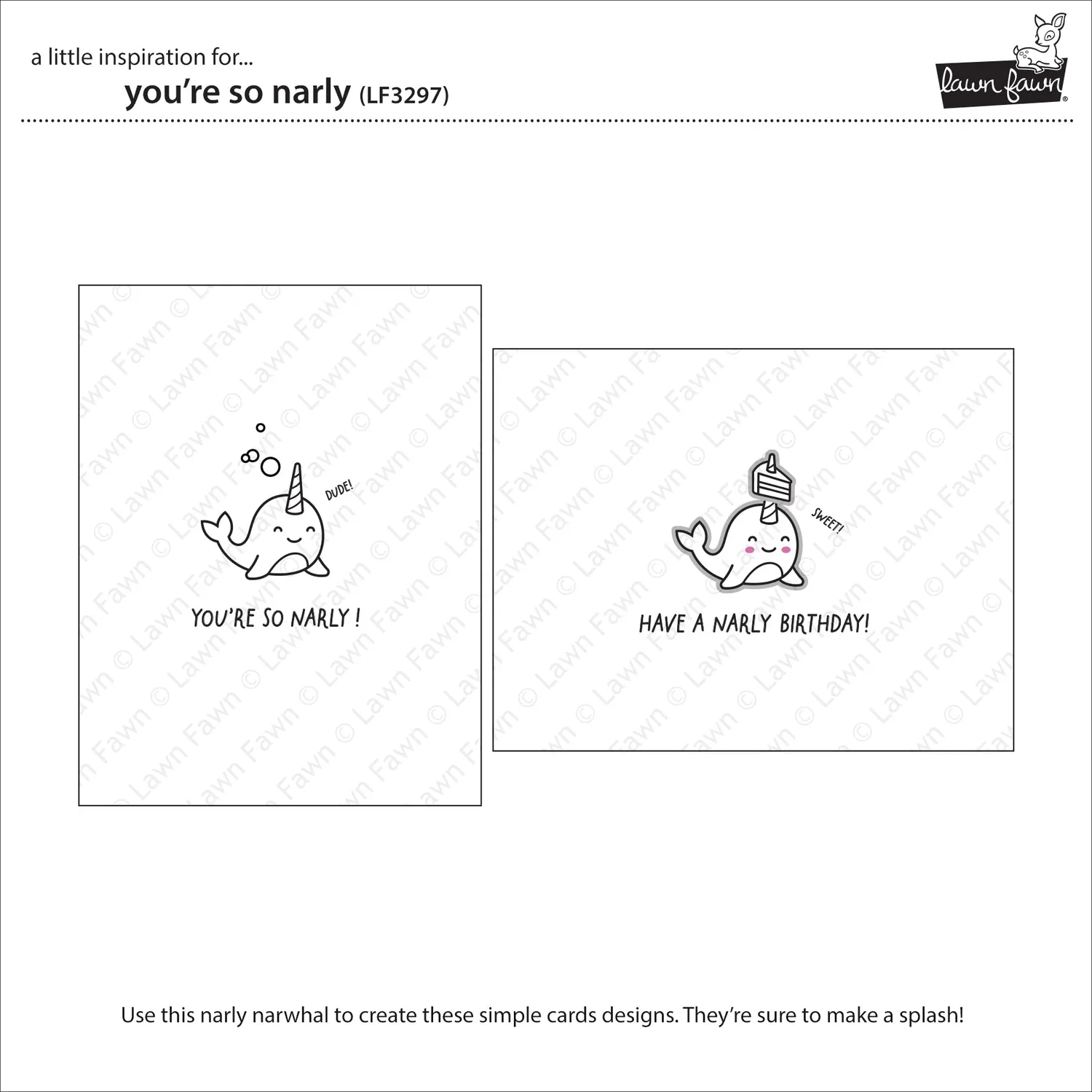 Lawn Fawn You're So Narly Stempelset Narwal LF3297