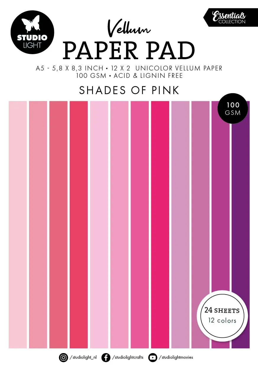 StudioLight Essentials Vellum Shades of Pink Block A5 36 Blatt