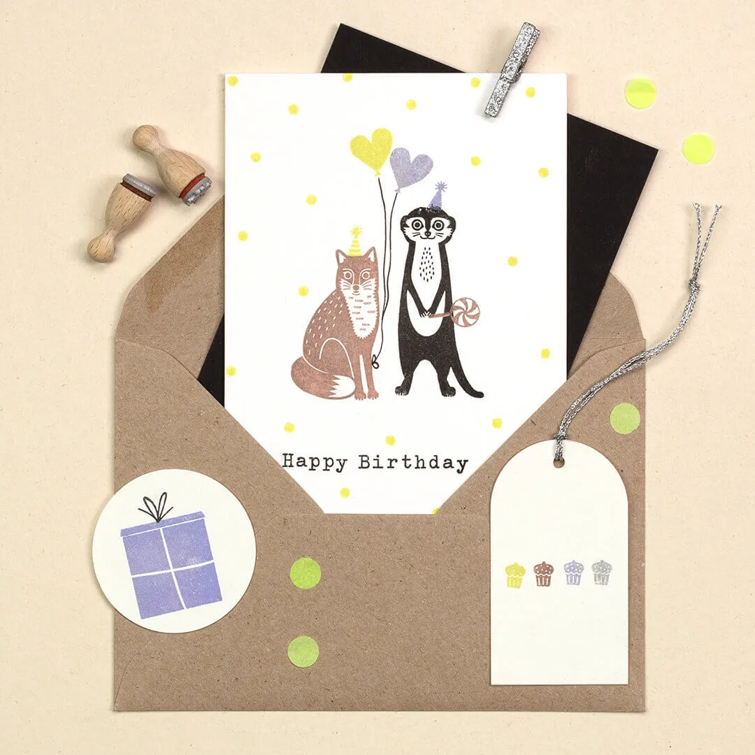 Perlenfischer Happy Birthday klassisch Textstempel 6x57mm