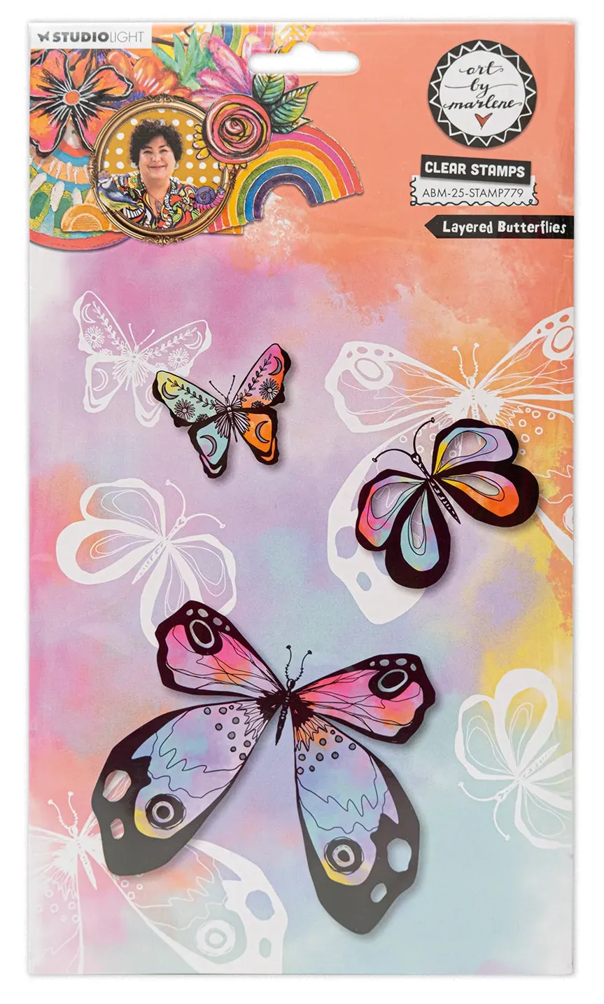Art by Marlene 2025 Layered butterflies Clear Stempel A5