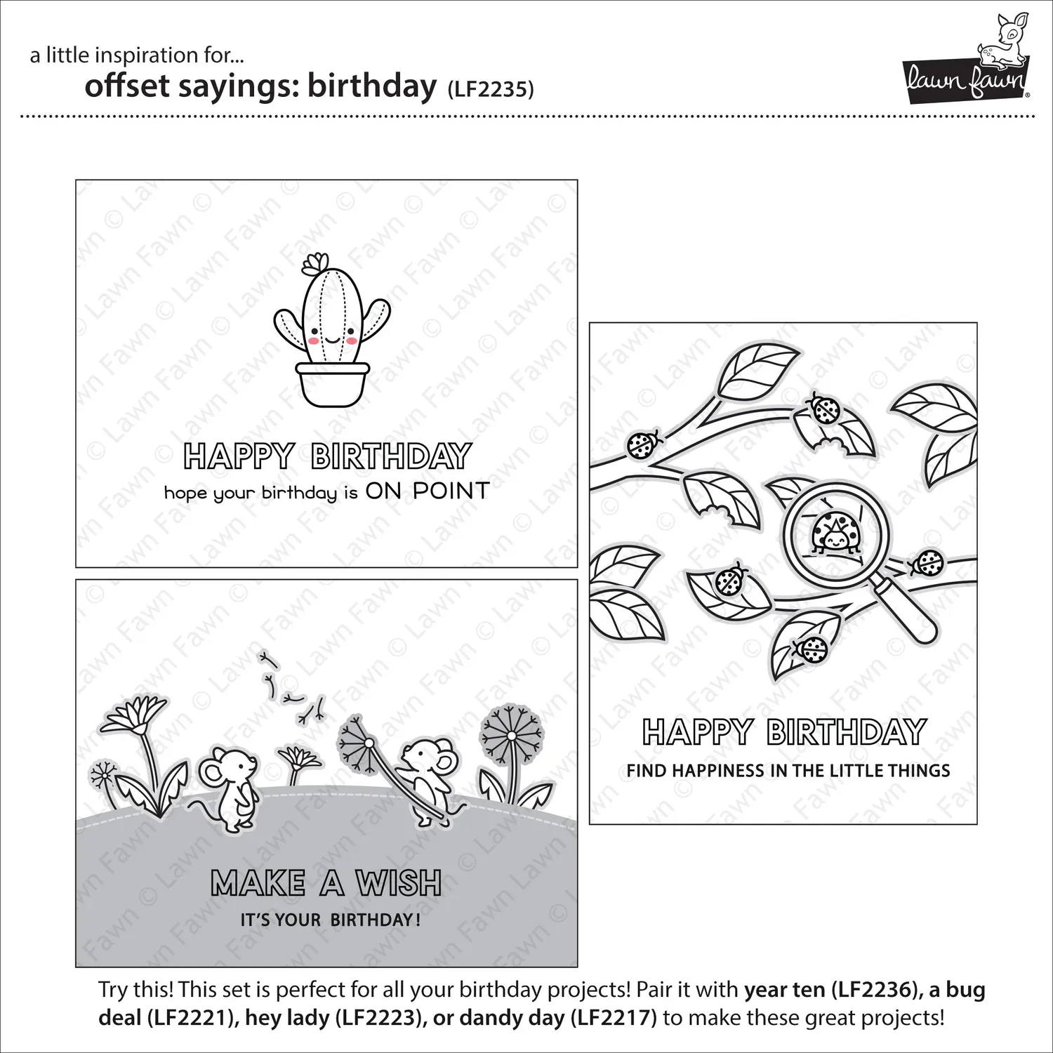 Lawn Fawn Offset Sayings Birthday Clear Stamps