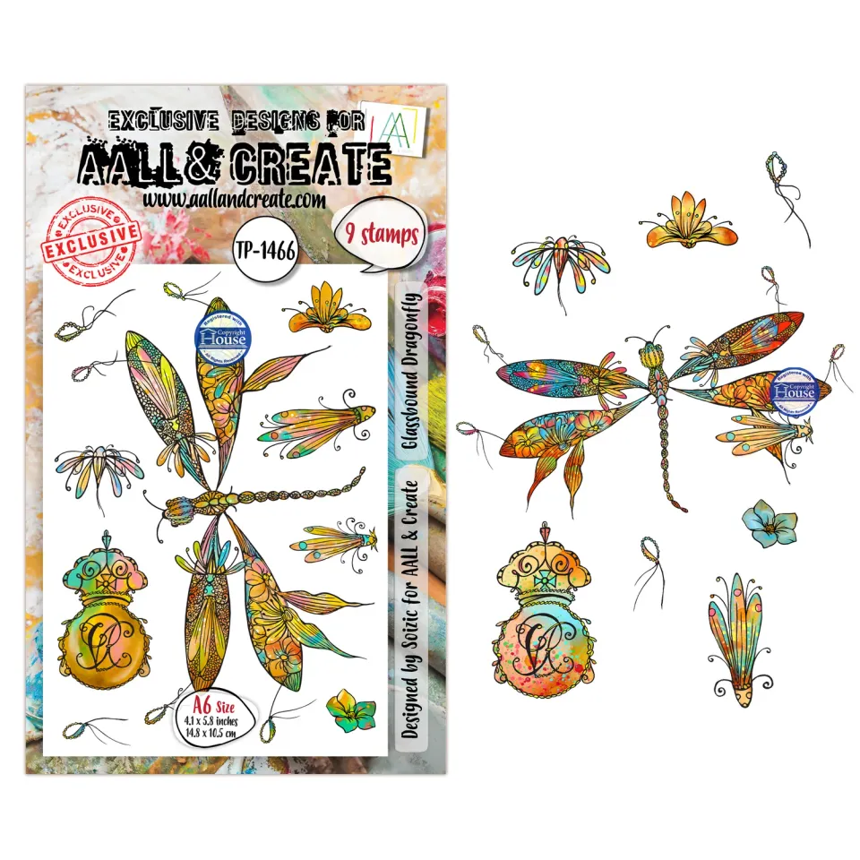 AALL and Create TP-1466 Glassbound Dragonfly Stempel A6 9 Motive